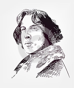 Oscar Wilde famous vector sketch portrait