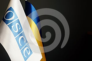 OSCE and Ukrainian flags