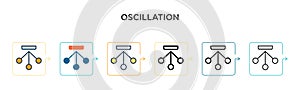 Oscillation vector icon in 6 different modern styles. Black, two colored oscillation icons designed in filled, outline, line and