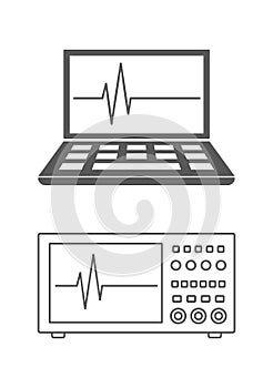 Oscillograph device and laptop icon