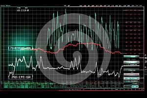 Oscilloscope waveform on its screen. Generative AI