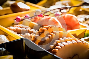 Osechi Ryori are traditional dishes enjoyed by Japanese people on New Year`s day.