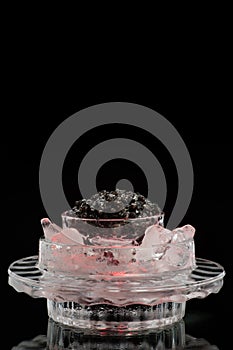 Osetra caviar in glow ice