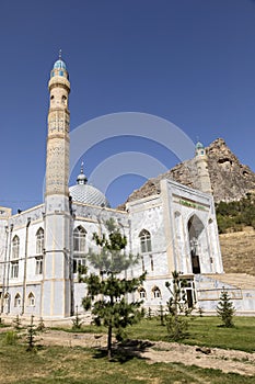 Osh, Kyrgyzstan August 20 2018: Exterior of Sulayman mosque in Osh