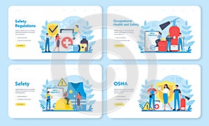 OSHA concept web banner or landing page set. Occupational safety