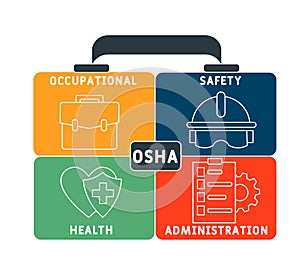 OSHA - Occupational Safety and Health Administration acronym, medical concept background.