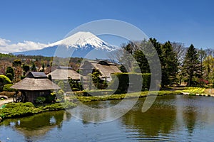 Oshino Hakkai village with Fuji view