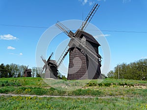 OSIECZNA , POLAND-Wooden windmill ,Osieczna tourist attraction