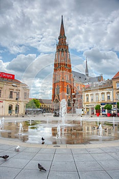 Osijek, Croatia, July 2, 2023: Cathedral of Saint Peter and Paul