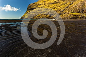 Osin Bay connecting the village of Saksun with the Atlantic Ocean. Saksun, Faroe Islands