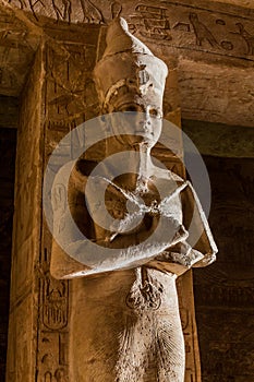 Osiride statue of Ramesses II in the Great Hypostyle Hall in the Great Temple of Ramesses II in Abu Simbel, Egyp