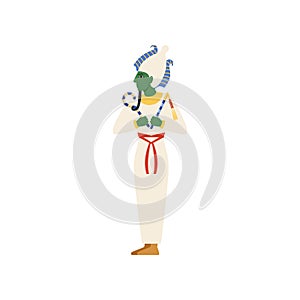 Osiris, the God of the underworld, Egyptian ancient culture vector Illustration