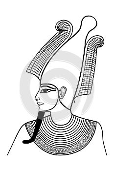 Osiris portrait, ancient Egypt god of afterlife, dead and resurrection photo