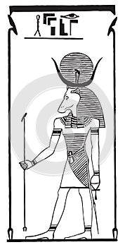 Osiris Tat. Set of Egyptian labels and elements. Vector set illustration template tattoo.
