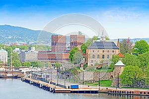 Oslo and Akershus from the sea Oslo Norway horizontal