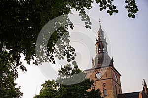 Oslo Cathedral in the center Oslo, Norway at sunet