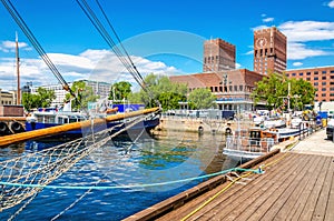 Oslo City Hall from Harbour, Norway