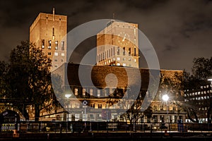 Oslo city hall at night, long exposure, norway, scandinavia