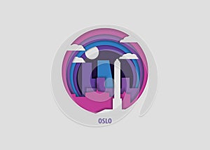 Oslo city origami paper vector isolated illustration