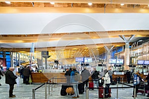 Oslo Gardermoen International Airport departure terminal architecture.