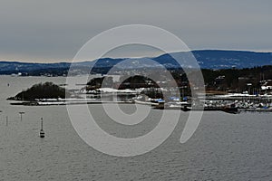 oslo harbour from cruiseship detail view norway