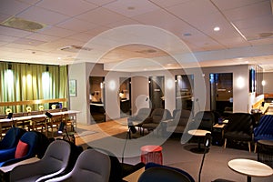 OSLO, NORWAY - JAN 21st, 2017: airport business class lounge interior of SAS, seating area in a frequent flyer lounge