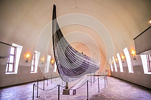 OSLO, NORWAY: Viking drakkar in Viking museum in Bygdoy, Oslo, Norway