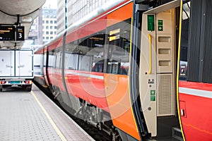 Front part of Norwegian high speed train in Oslo