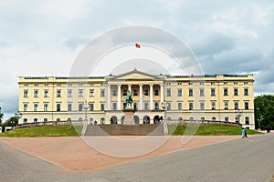 Royal palace with the statue of King Karl Johan at the front in Oslo, Norway.