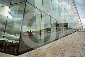 Oslo opera house facade, reflections