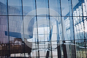 The Oslo opera house glass facade.