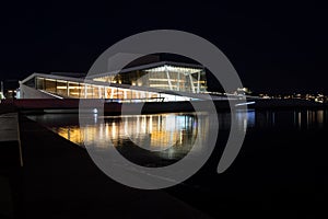 Oslo Opera House Reflecting on Water at Night