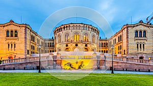 Oslo Parliament at Dusk