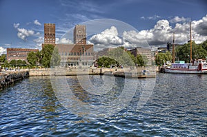 Oslo Radhuset from sea (HDR) photo