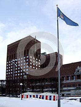 Oslo Radhuset in winter photo