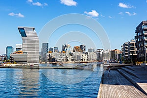 Oslo skyline modern city architecture buildings in new Bjorvika District with Munch Museum in Norway photo