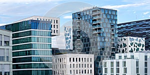 Oslo skyline modern city architecture real estate office buildings panorama at Barcode District in Norway