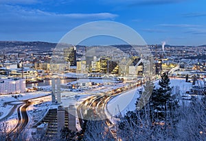 Oslo Skyline winter morning