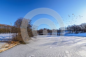 Oslo winter landscape at Vigeland Sculpture Park