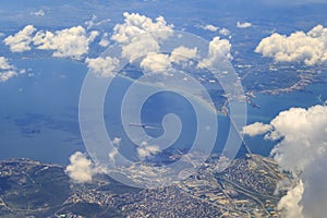 Osman gazi bridge from sky near gebze city in Turkey