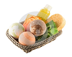 ÃÂ¡osmetic bath products lying in the basket