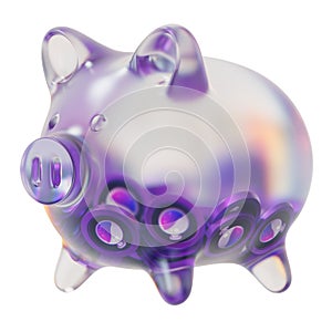 Osmosis (OSMO) Clear Glass piggy bank with decreasing piles of crypto coins.