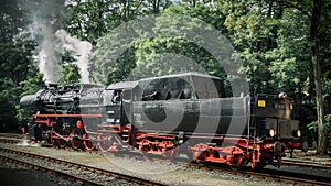 OSNABRÃœCK, GERMANY - August 2015: Steam locomotive BR 52 with tender