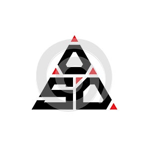 OSO triangle letter logo design with triangle shape. OSO triangle logo design monogram. OSO triangle vector logo template with red photo