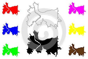 Osorno city (Republic of Chile) map vector illustration, scribble sketch Osorno City and Commune map