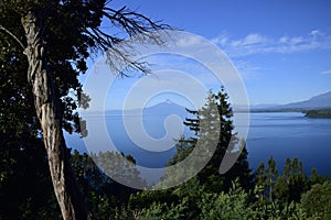 Osorno volcano and Llanquihue lake, Parque, Puerto Varas, Chile.