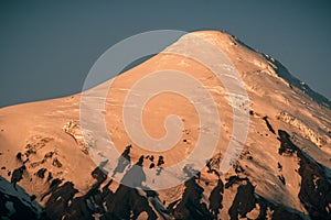 Osorno vulcano at sunset in Llanquihue lake