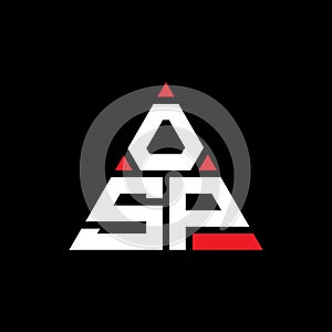 OSP triangle letter logo design with triangle shape. OSP triangle logo design monogram. OSP triangle vector logo template with red