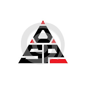 OSP triangle letter logo design with triangle shape. OSP triangle logo design monogram. OSP triangle vector logo template with red