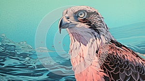 Osprey In Ice Water: A Stunning Image With Risograph Ra 8800 Texture